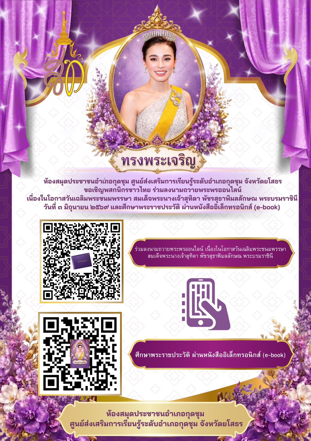 สกร.ระดับอำเภอกุดชุมและห้องสมุดประชาชนอำเภอกุดชุม