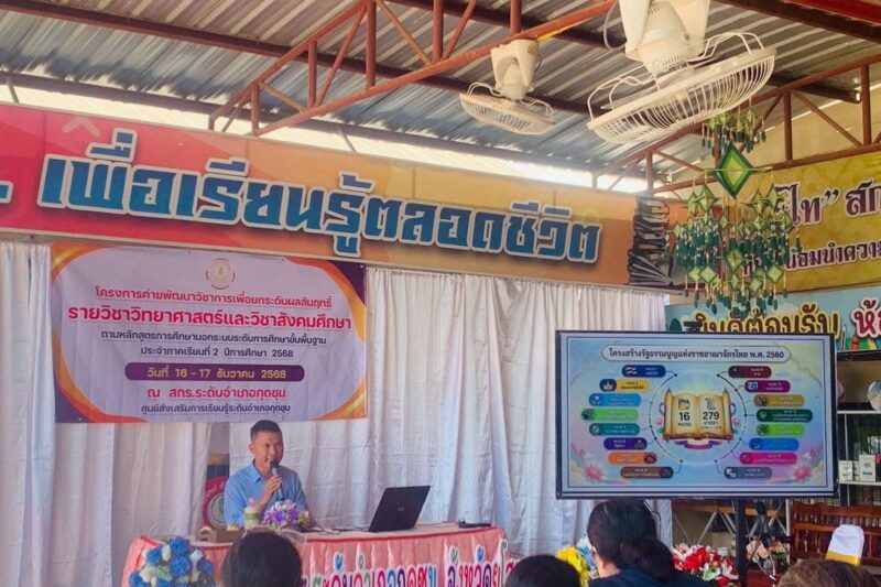 โครงการค่ายพัฒนาวิชาการ เพื่อยกระดับผลสัมฤทธิ์รายวิชาวิทยาศาสตร์และวิชาสังคมศึกษา ตามหลักสูตรการศึกษานอกระบบระดับการศึกษาขั้นพื้นฐาน ประจำภาคเรียนที่ 2 ปีการศึกษา 2568 ระดับชั้นมัธยมศึกษาตอนต้น