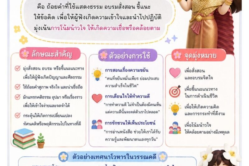 1 วัน 1 สาระ (1 Day 1 Trick) ฉบับวันที่ 22 สิงหาคม 2569 เรื่อง “เทศนาโวหาร”