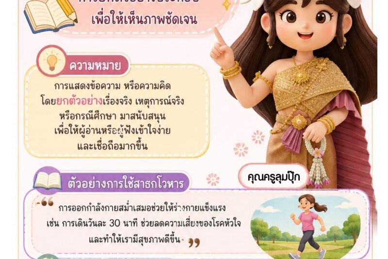 1 วัน 1 สาระ (1 Day 1 Trick) ฉบับวันที่ 23 สิงหาคม 2569 เรื่อง “สาธกโวหาร”