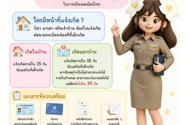 1 วัน 1 สาระ (1 Day 1 Trick) ฉบับวันที่ 1 กันยายน 2569 “กฎหมายในชีวิตประจำวัน” เรื่อง “การแจ้งเกิด”